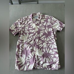 Casual Purple and cream Floral Button Down Shirt